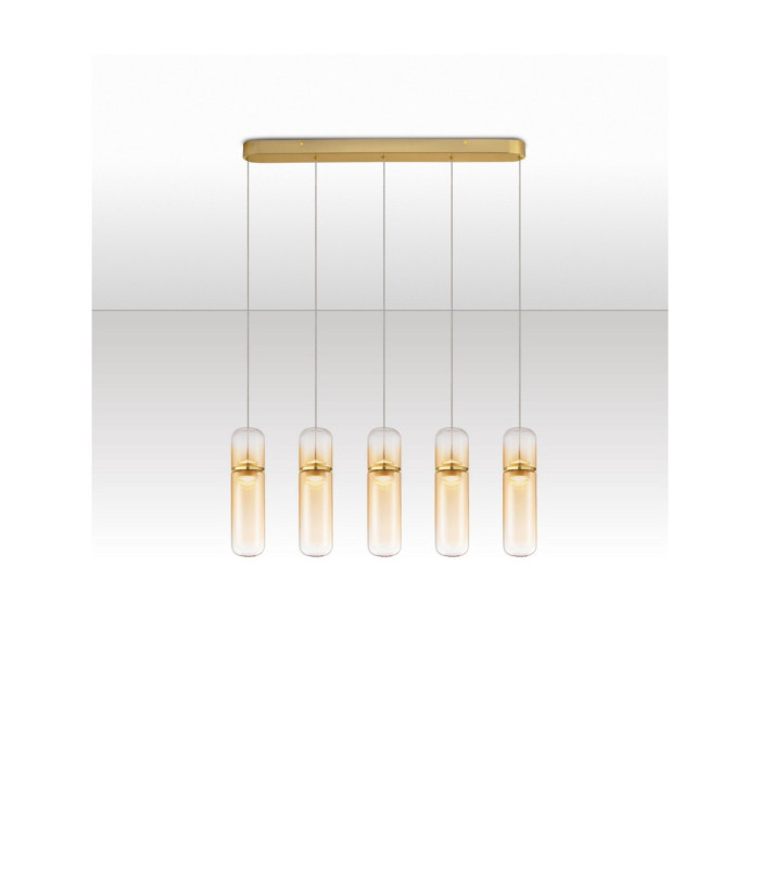 Norma Bar Pendant Ceiling Light Amber Glossy Gold Triac Dimmable LED 35W 2450lm 3000K-4