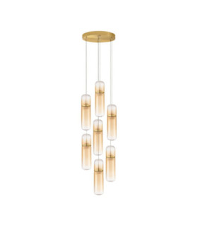 Norma Cluster Pendant Ceiling Light Amber Glossy Gold Triac Dimmable LED 49W 3430lm 3000K-1