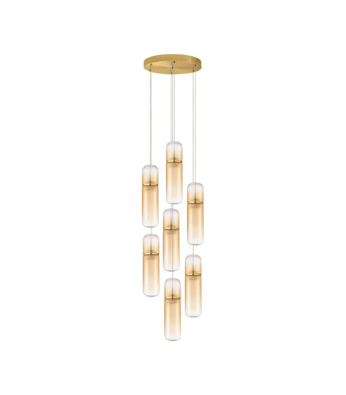 Norma Cluster Pendant Ceiling Light Amber Glossy Gold Triac Dimmable LED 49W 3430lm 3000K-1