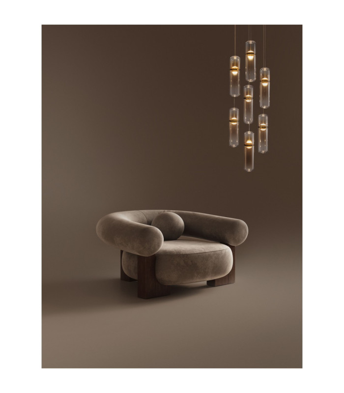 Norma Cluster Pendant Ceiling Light Amber Glossy Gold Triac Dimmable LED 49W 3430lm 3000K-2