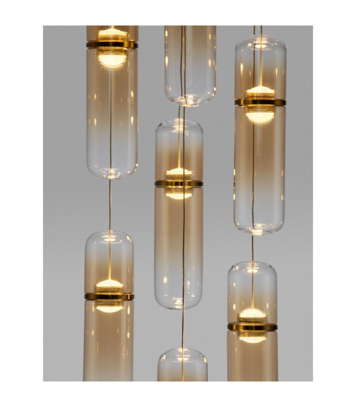 Norma Cluster Pendant Ceiling Light Amber Glossy Gold Triac Dimmable LED 49W 3430lm 3000K-5