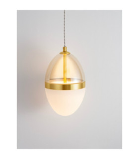 Egna Slim Pendant Ceiling Light Opal Cognac Gold LED 20W 1200lm 3000K-2