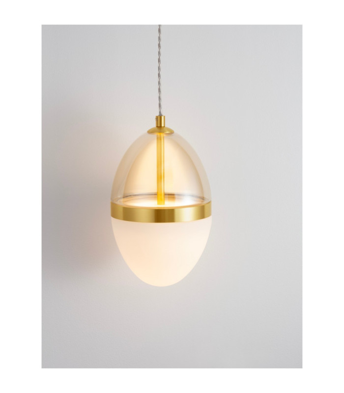 Egna Slim Pendant Ceiling Light Opal Cognac Gold LED 20W 1200lm 3000K-2