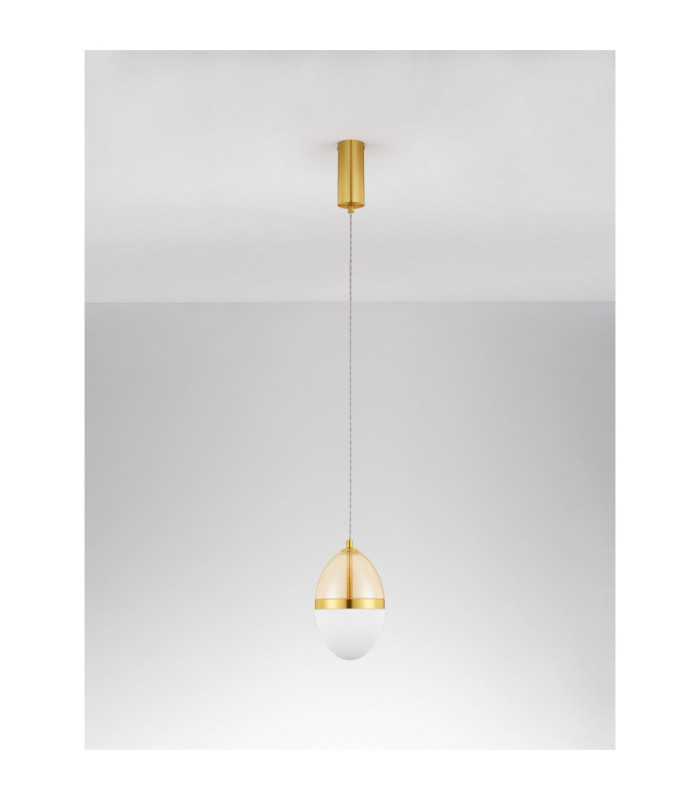 Egna Slim Pendant Ceiling Light Opal Cognac Gold LED 20W 1200lm 3000K-3