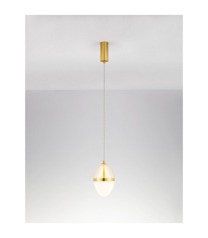 Egna Slim Pendant Ceiling Light Opal Cognac Gold LED 20W 1200lm 3000K-4