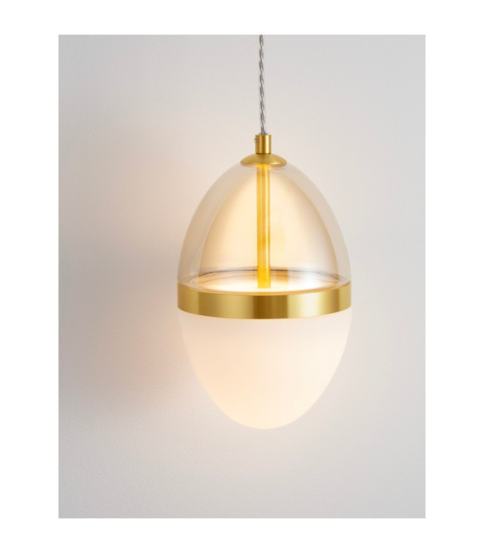 Egna Slim Pendant Ceiling Light Opal Cognac Gold LED 20W 1200lm 3000K-5