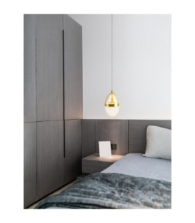 Egna Slim Pendant Ceiling Light Opal Cognac Gold LED 13W 780lm 3000K-2