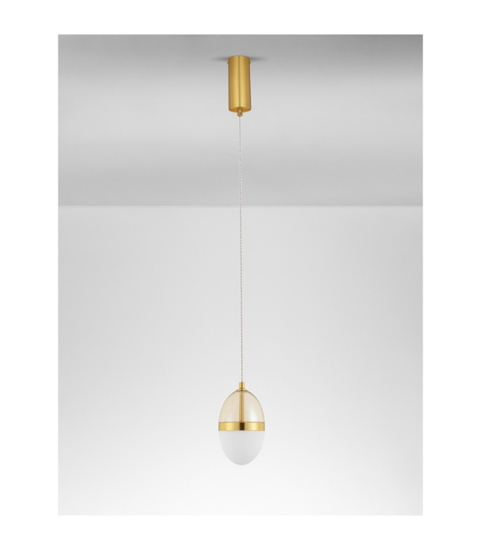 Egna Slim Pendant Ceiling Light Opal Cognac Gold LED 13W 780lm 3000K-3