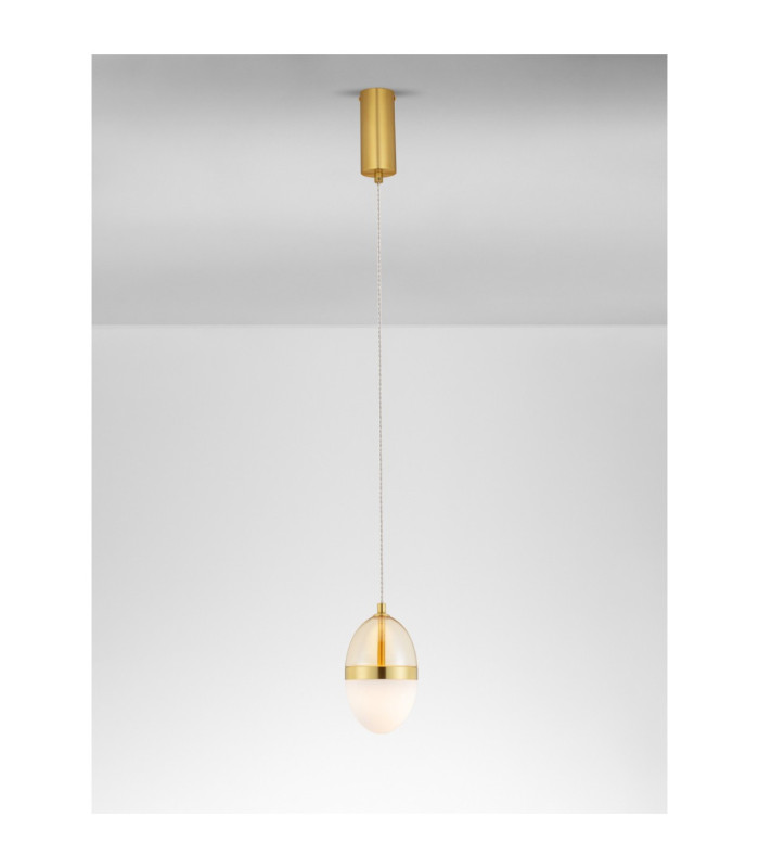 Egna Slim Pendant Ceiling Light Opal Cognac Gold LED 13W 780lm 3000K-4