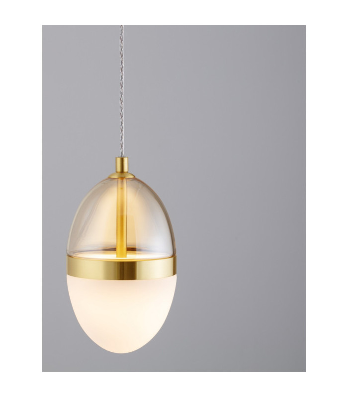 Egna Slim Pendant Ceiling Light Opal Cognac Gold LED 13W 780lm 3000K-6