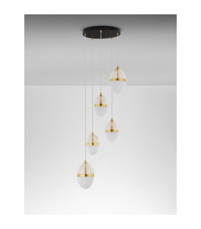 Egna Cluster Pendant Ceiling Light Opal Cognac Gold Black LED 59W 3540lm 3000K-3