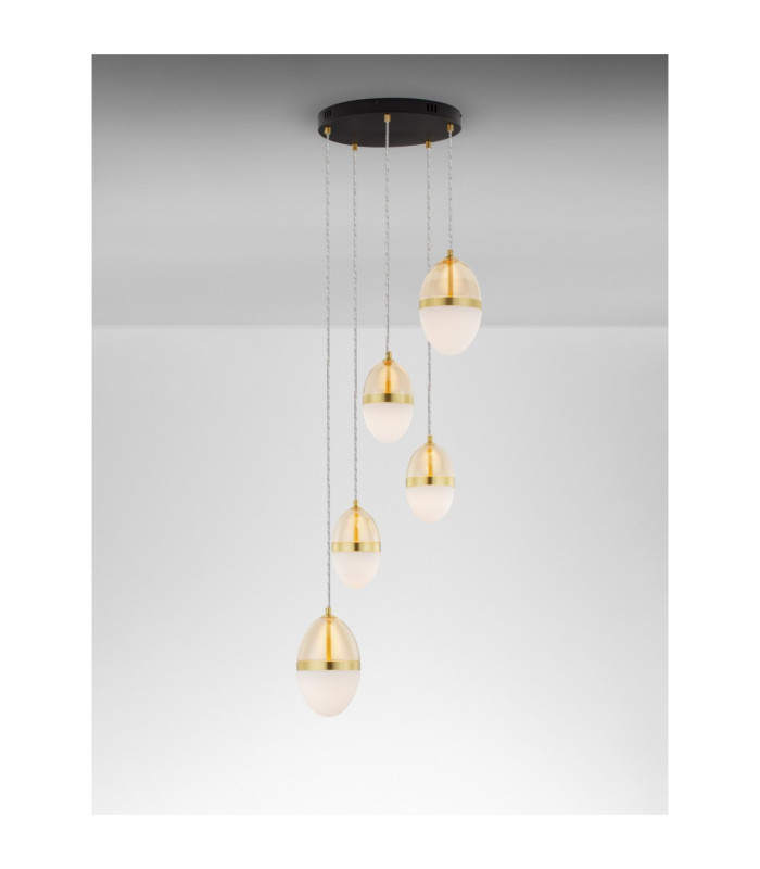 Egna Cluster Pendant Ceiling Light Opal Cognac Gold Black LED 59W 3540lm 3000K-4