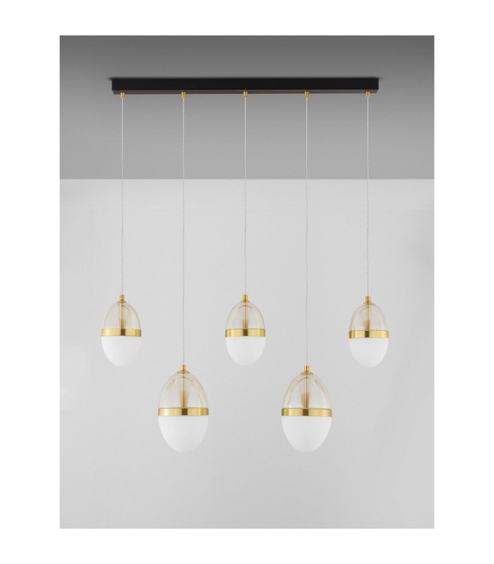 Egna Bar Pendant Ceiling Light Opal Cognac Gold Black LED 58W 3480lm 3000K-3