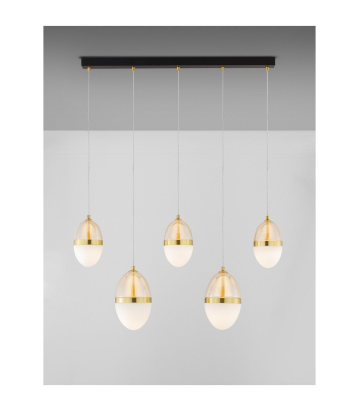 Egna Bar Pendant Ceiling Light Opal Cognac Gold Black LED 58W 3480lm 3000K-4