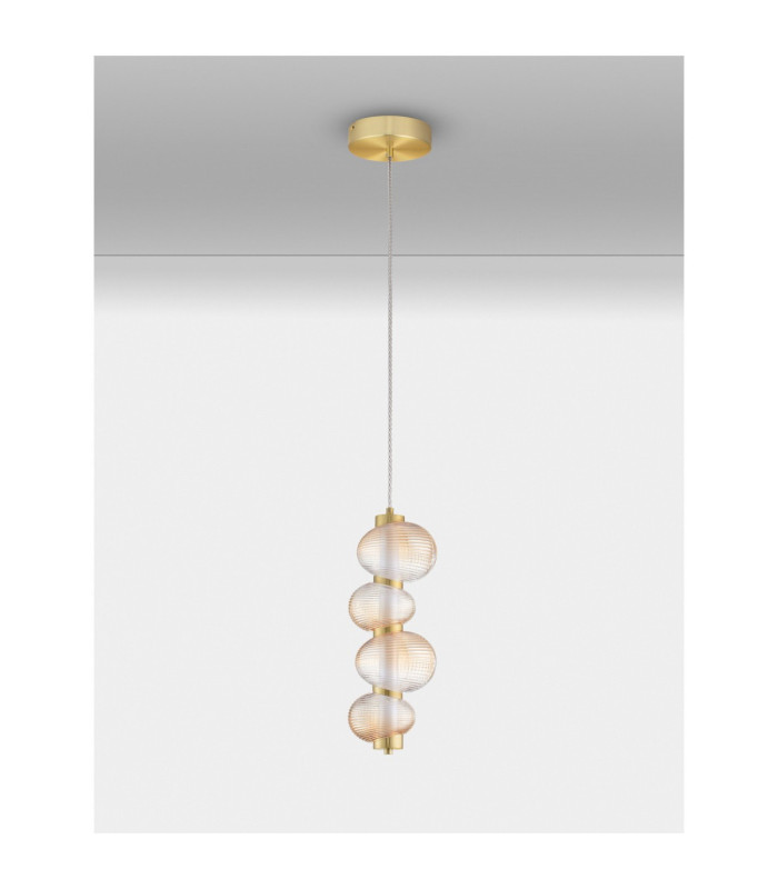 Leda Integrated LED Pendant Ceiling Light Amber Glossy Light Gold Triac Dimmable LED 15W 900lm 3000K-3