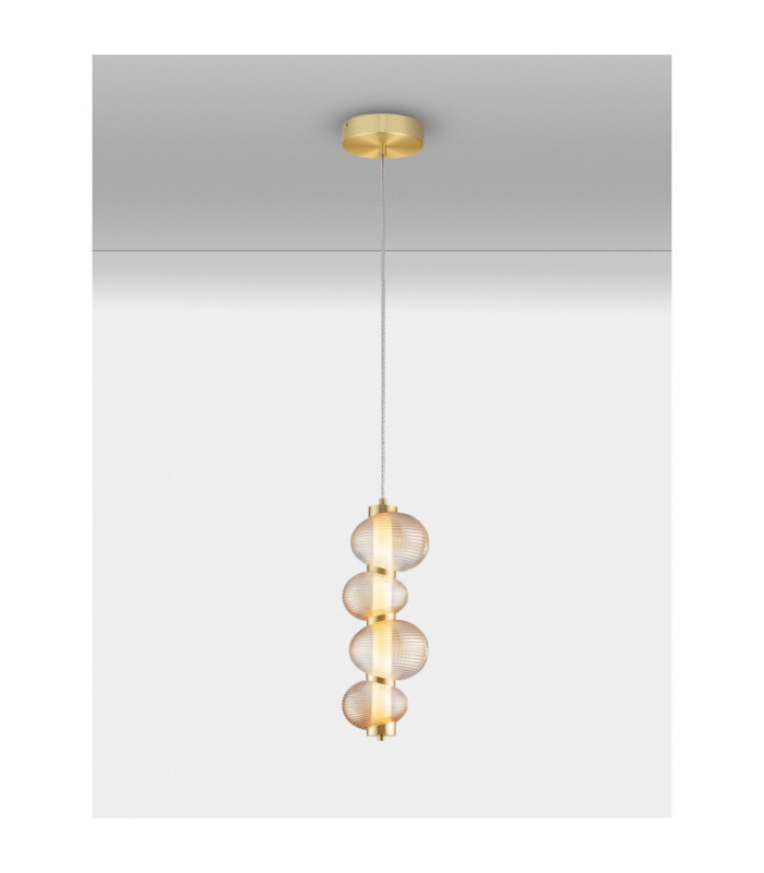 Leda Integrated LED Pendant Ceiling Light Amber Glossy Light Gold Triac Dimmable LED 15W 900lm 3000K-4