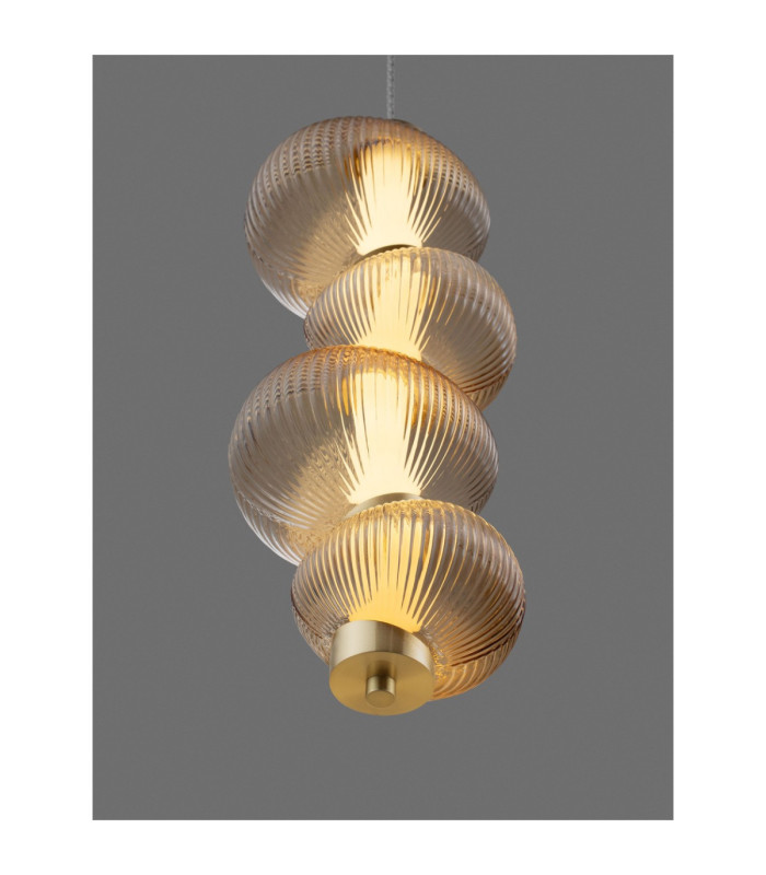 Leda Integrated LED Pendant Ceiling Light Amber Glossy Light Gold Triac Dimmable LED 15W 900lm 3000K-5