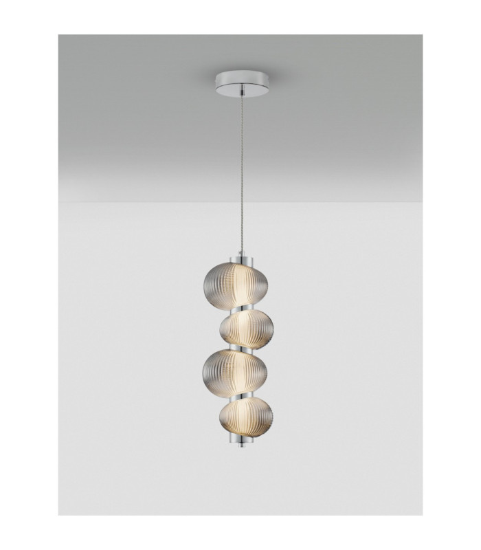 Leda Integrated LED Pendant Ceiling Light Smokey Grey Chrome Triac Dimmable LED 15W 750lm 3000K-4