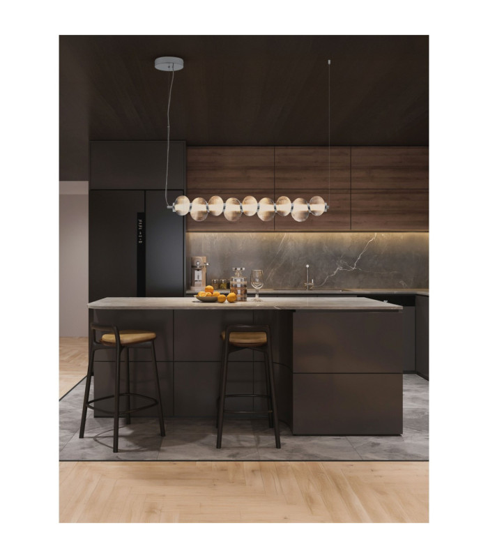 Leda Bar Pendant Ceiling Light Smokey Grey Chrome Triac Dimmable LED 30W 1500lm 3000K-2