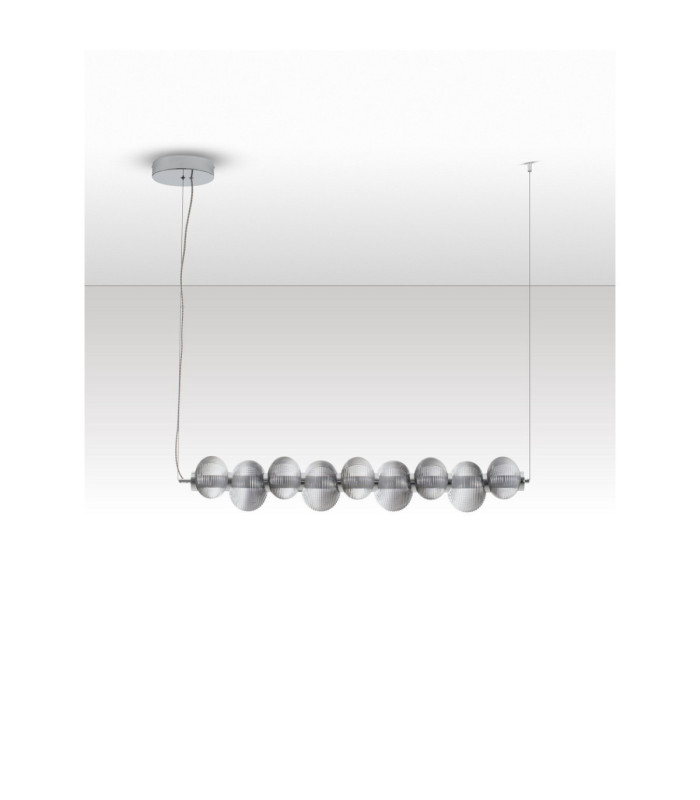 Leda Bar Pendant Ceiling Light Smokey Grey Chrome Triac Dimmable LED 30W 1500lm 3000K-3