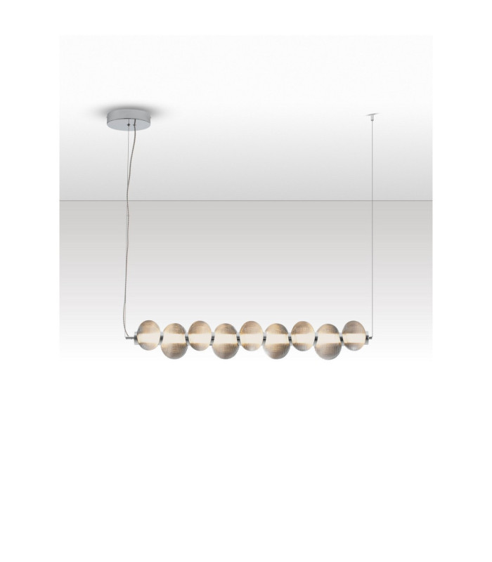 Leda Bar Pendant Ceiling Light Smokey Grey Chrome Triac Dimmable LED 30W 1500lm 3000K-4