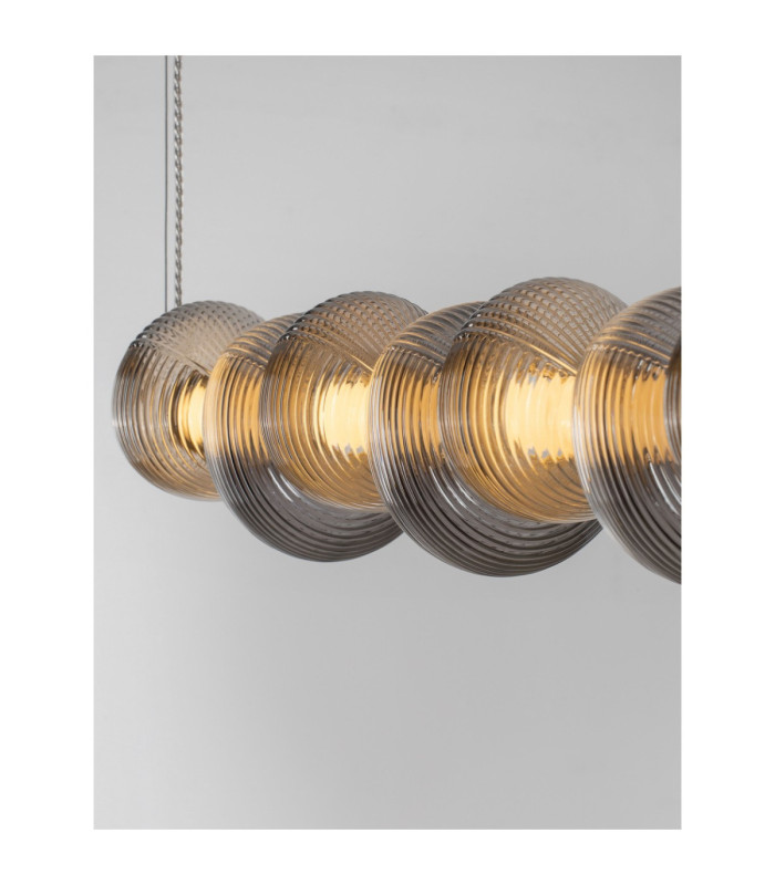 Leda Bar Pendant Ceiling Light Smokey Grey Chrome Triac Dimmable LED 30W 1500lm 3000K-5
