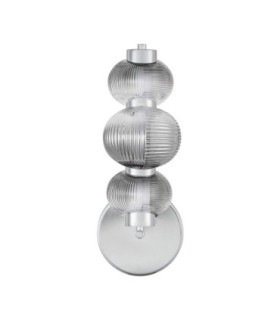 Leda Globe Wall Lights Smokey Grey Chrome Triac Dimmable LED 18W 900lm 3000K-1