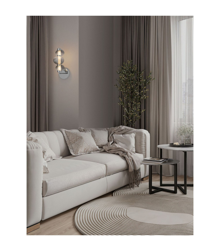 Leda Globe Wall Lights Smokey Grey Chrome Triac Dimmable LED 18W 900lm 3000K-2