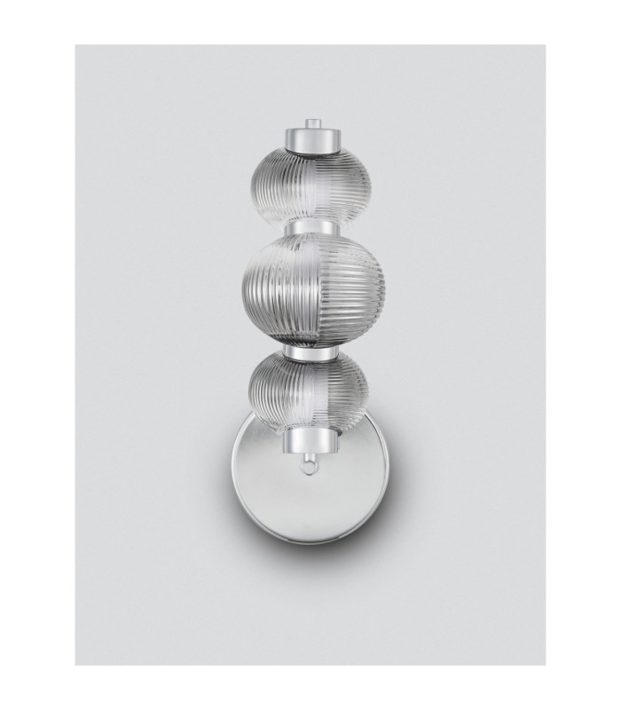 Leda Globe Wall Lights Smokey Grey Chrome Triac Dimmable LED 18W 900lm 3000K-3