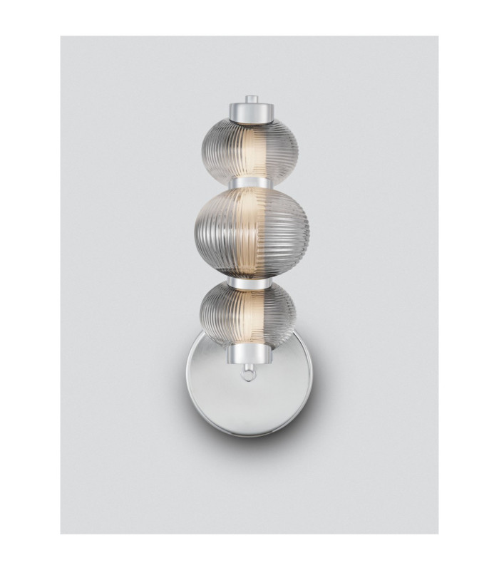 Leda Globe Wall Lights Smokey Grey Chrome Triac Dimmable LED 18W 900lm 3000K-4