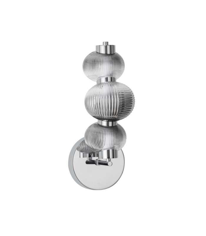 Leda Globe Wall Lights Smokey Grey Chrome Triac Dimmable LED 18W 900lm 3000K-5