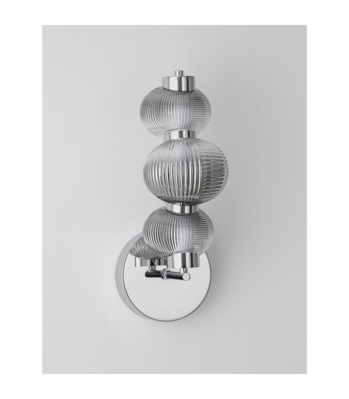 Leda Globe Wall Lights Smokey Grey Chrome Triac Dimmable LED 18W 900lm 3000K-6