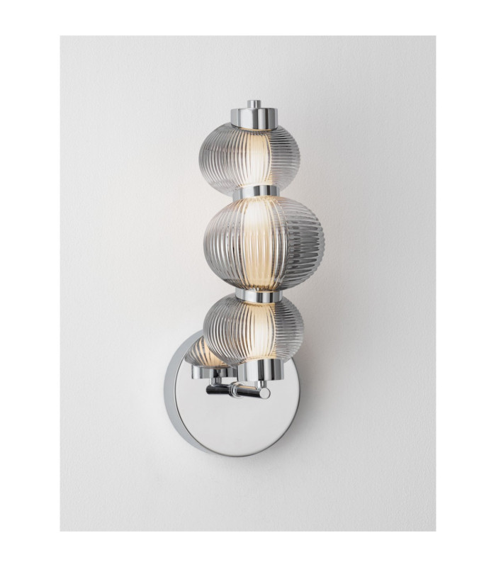 Leda Globe Wall Lights Smokey Grey Chrome Triac Dimmable LED 18W 900lm 3000K-7