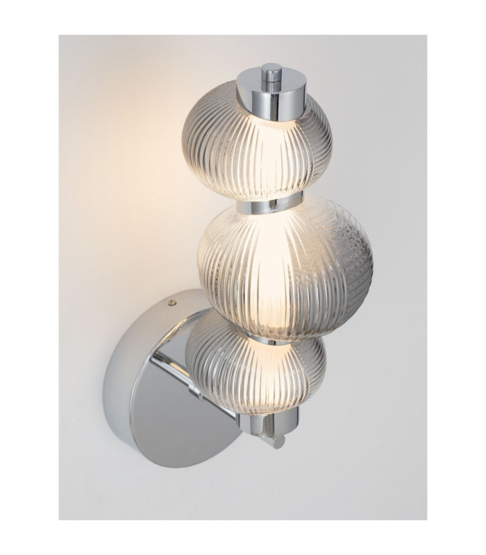 Leda Globe Wall Lights Smokey Grey Chrome Triac Dimmable LED 18W 900lm 3000K-8