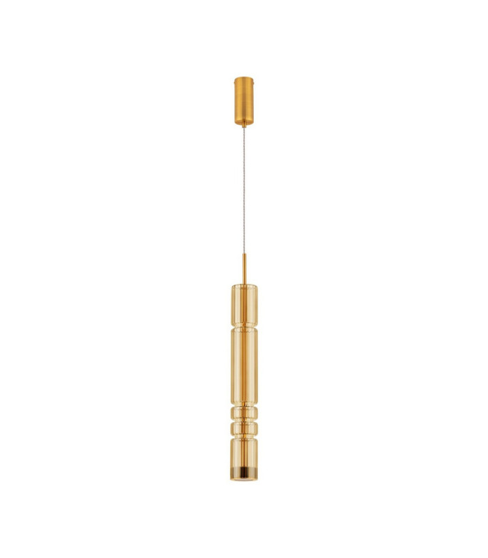 Bento Tall Slim Pendant Ceiling Light Cognac Brass Gold LED 7W 284lm 3000K-1