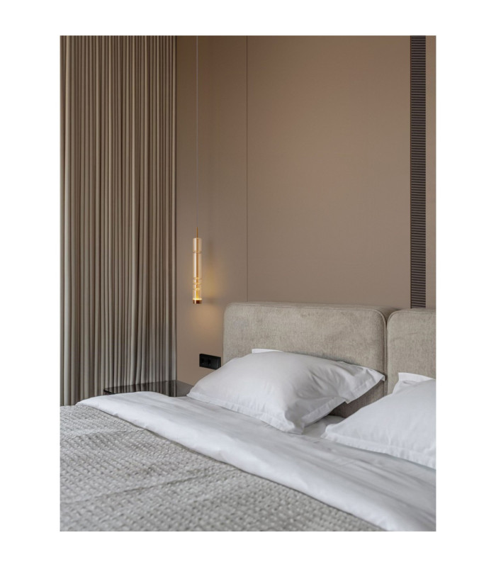 Bento Tall Slim Pendant Ceiling Light Cognac Brass Gold LED 7W 284lm 3000K-2
