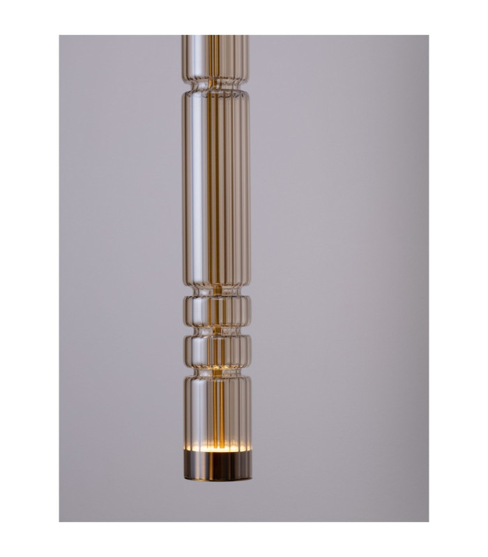 Bento Tall Slim Pendant Ceiling Light Cognac Brass Gold LED 7W 284lm 3000K-6