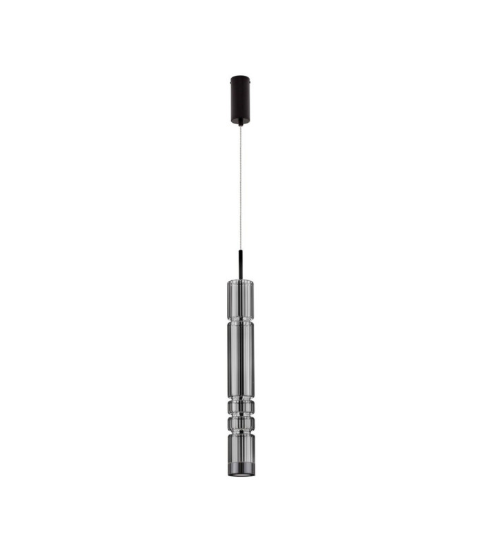Bento Tall Slim Pendant Ceiling Light  Smokey Grey Matt Black LED 7W 284lm 3000K-1