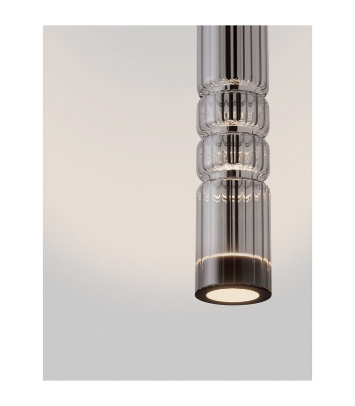 Bento Tall Slim Pendant Ceiling Light  Smokey Grey Matt Black LED 7W 284lm 3000K-5