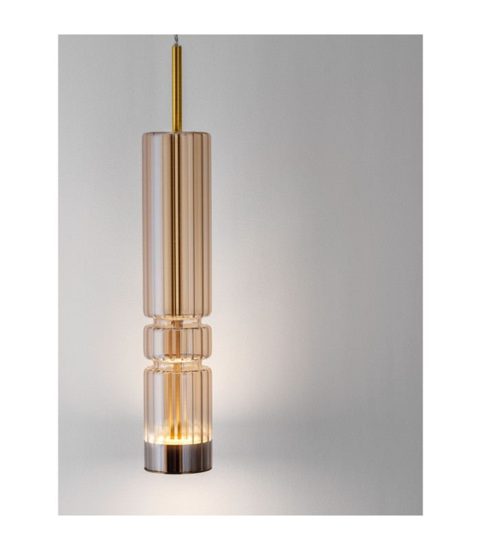 Bento Small Slim Pendant Ceiling Light Cognac Brass Gold LED 7W 284lm 3000K-5