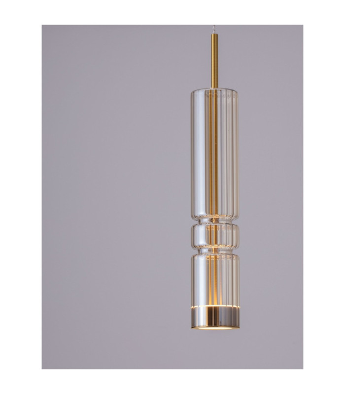 Bento Small Slim Pendant Ceiling Light Cognac Brass Gold LED 7W 284lm 3000K-6