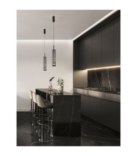 Bento Small Slim Pendant Ceiling Light  Smokey Grey Matt Black LED 7W 284lm 3000K-2