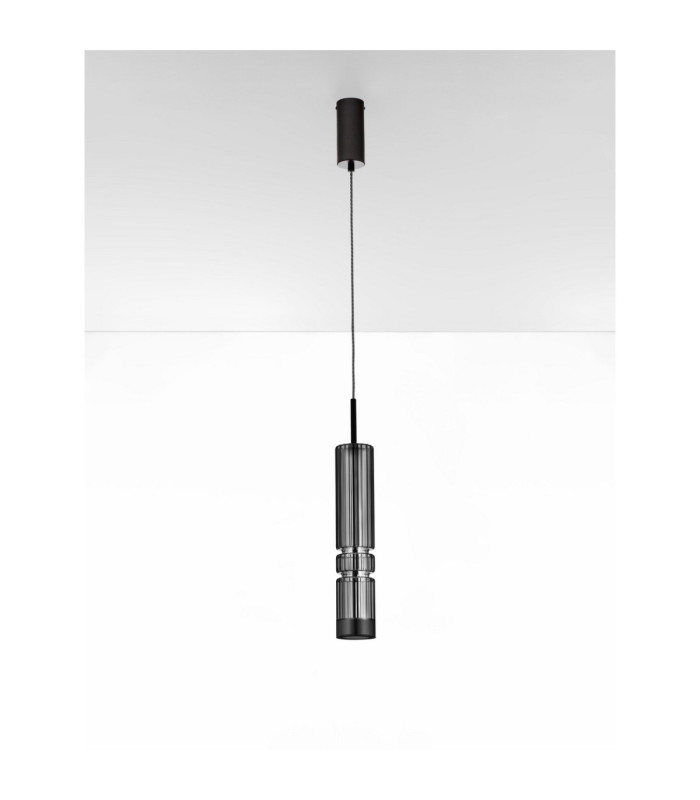Bento Small Slim Pendant Ceiling Light  Smokey Grey Matt Black LED 7W 284lm 3000K-3