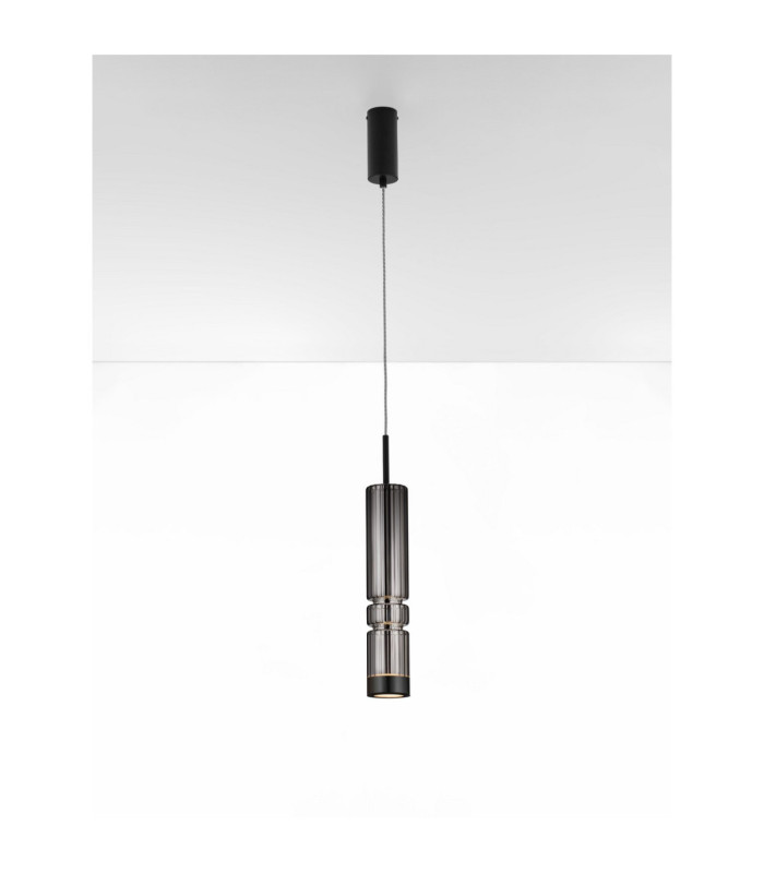 Bento Small Slim Pendant Ceiling Light  Smokey Grey Matt Black LED 7W 284lm 3000K-4