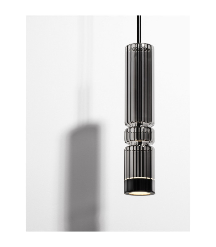 Bento Small Slim Pendant Ceiling Light  Smokey Grey Matt Black LED 7W 284lm 3000K-6