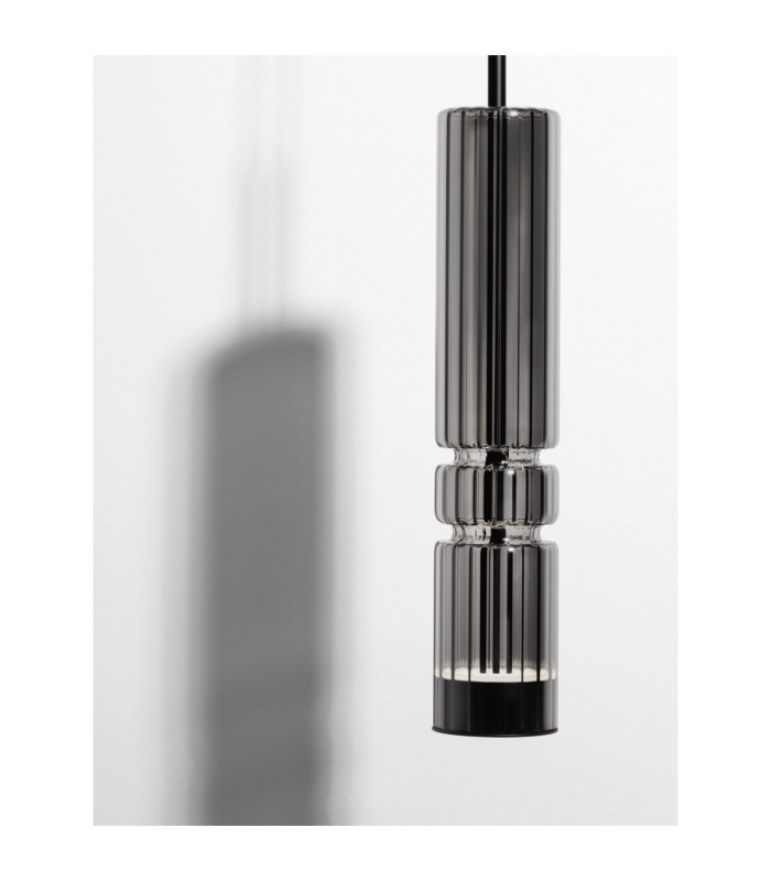 Bento Small Slim Pendant Ceiling Light  Smokey Grey Matt Black LED 7W 284lm 3000K-7