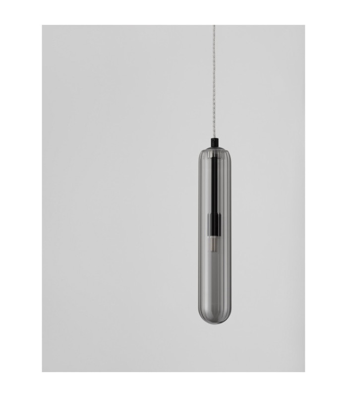 Gustave Slim Pendant Ceiling Light  Smokey Grey Matt Black LED G9 1x5W-5