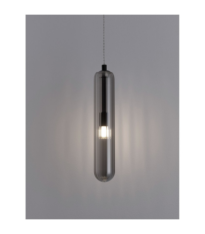 Gustave Slim Pendant Ceiling Light  Smokey Grey Matt Black LED G9 1x5W-6