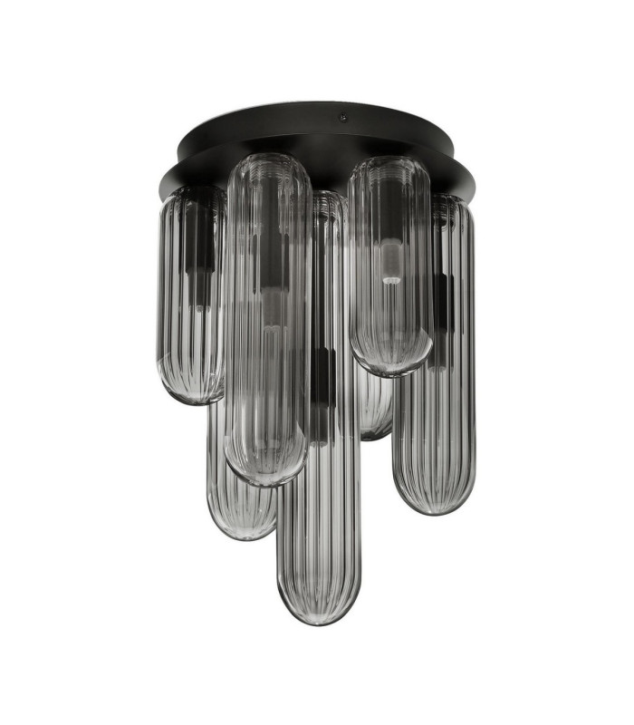 Gustave Shade Cluster Ceiling Light  Smokey Grey Matt Black LED G9 7x5W-1