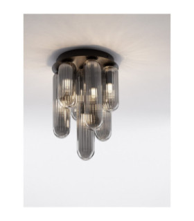 Gustave Shade Cluster Ceiling Light  Smokey Grey Matt Black LED G9 7x5W-2